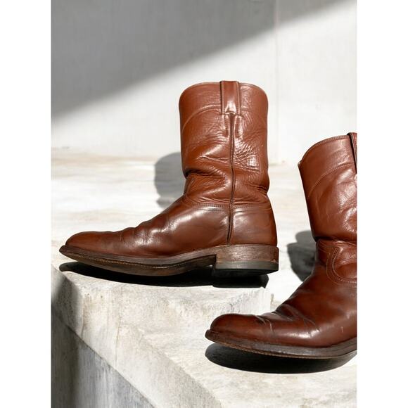 Vintage Justin Boots 3082 Brown Leather Western Cowboy Boots Men’s 6.5D Made USA - Picture 8 of 16